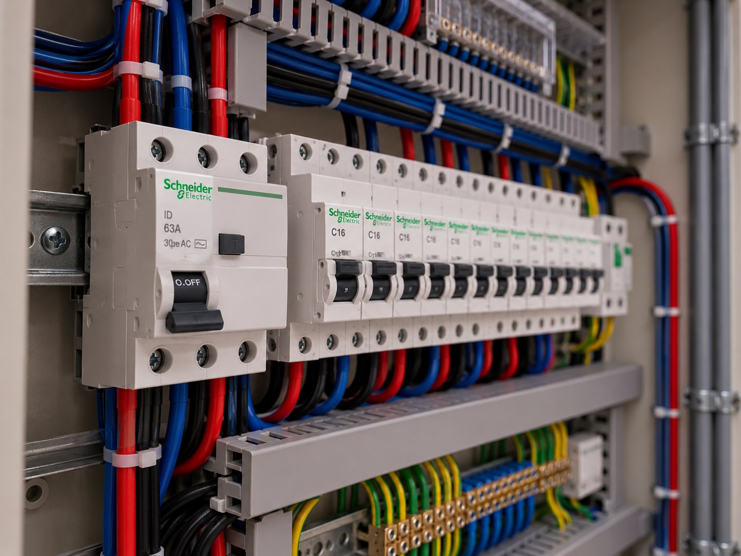 Tableau électrique aux normes : disjoncteur différentiel, protections modulaires et repérage